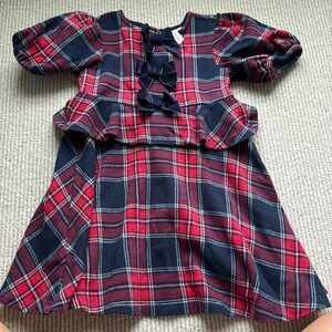 Janie and jack Christmas plaid dress, size 5, EUC